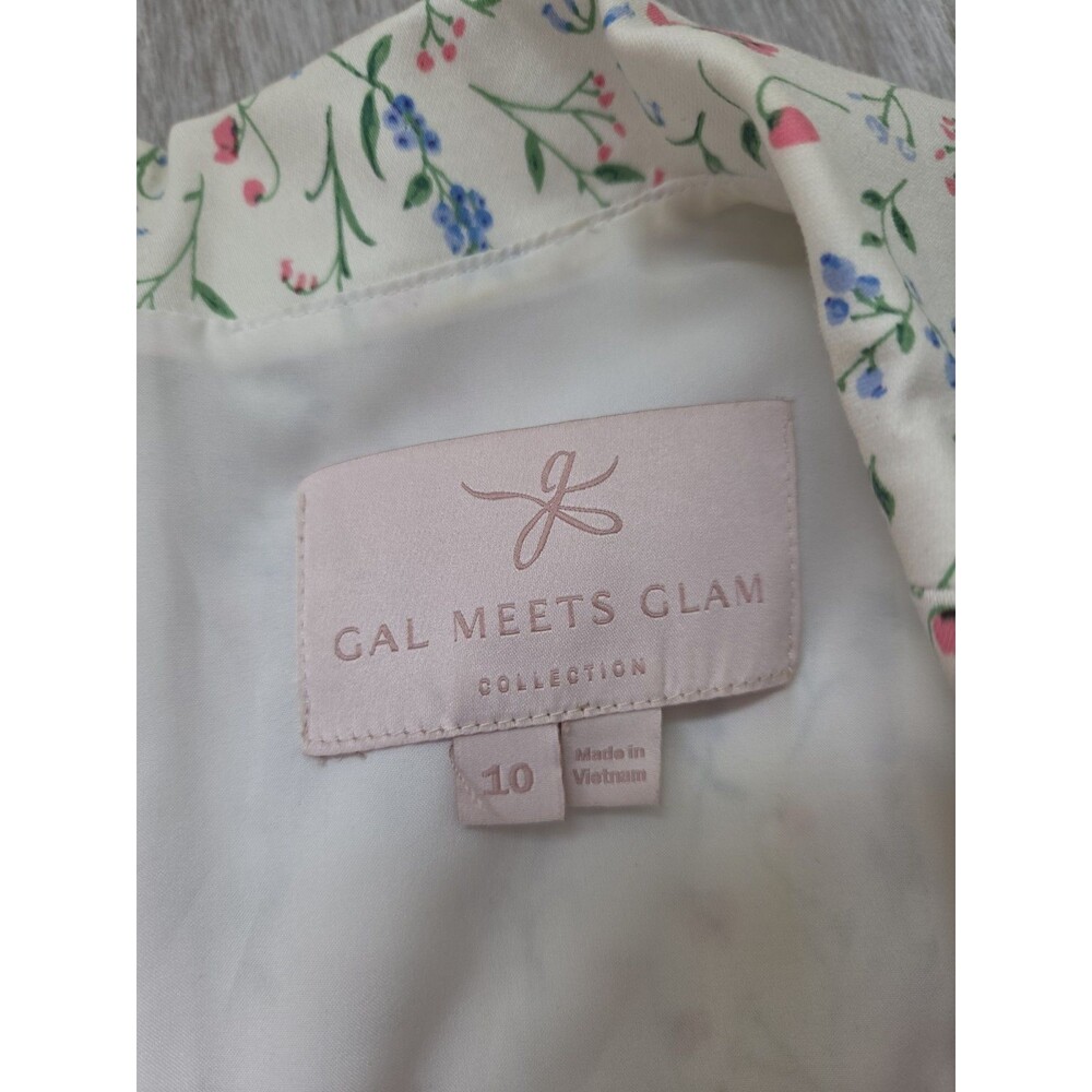 NWOT Gal Meets Glam Anne Spring Sprig Floral Wrap Style Dress Womens 10 Belted - Picture 5 of 12